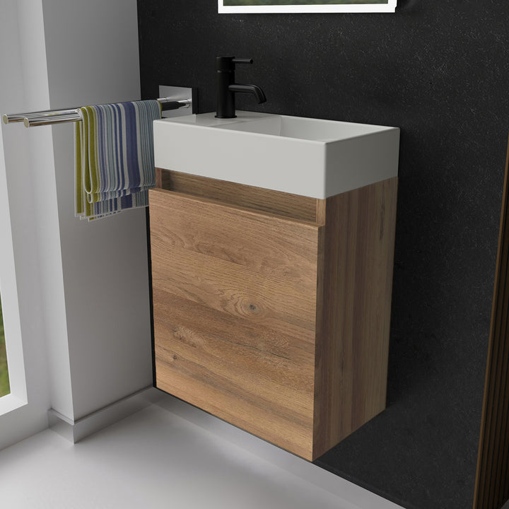 Alpenberger Keramik Waschbecken Kora-450 Rechts/Links + Unterschrank Lugano-450 Rechts/Links