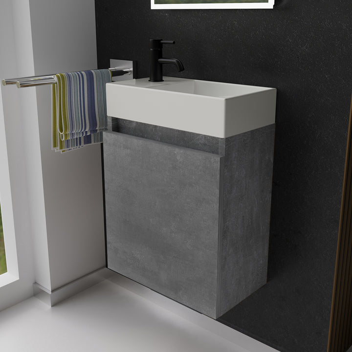 Alpenberger Keramik Waschbecken Kora-450 Rechts/Links + Unterschrank Lugano-450 Rechts/Links