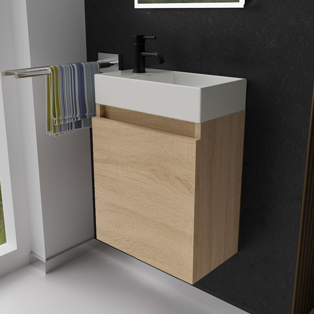Alpenberger Keramik Waschbecken Kora-450 Rechts/Links + Unterschrank Lugano-450 Rechts/Links