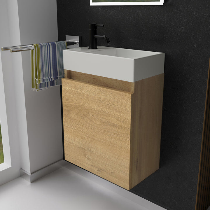 Alpenberger Keramik Waschbecken Kora-450 Rechts/Links + Unterschrank Lugano-450 Rechts/Links