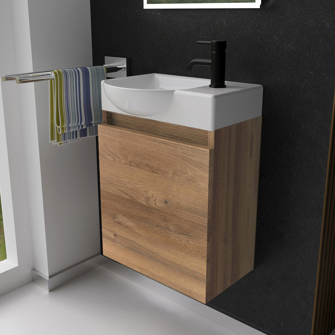 Alpenberger Keramik Waschbecken 340-Lugano-450 + Unterschrank Lugano-450 – Rechts oder Links – Verschiedene Farben