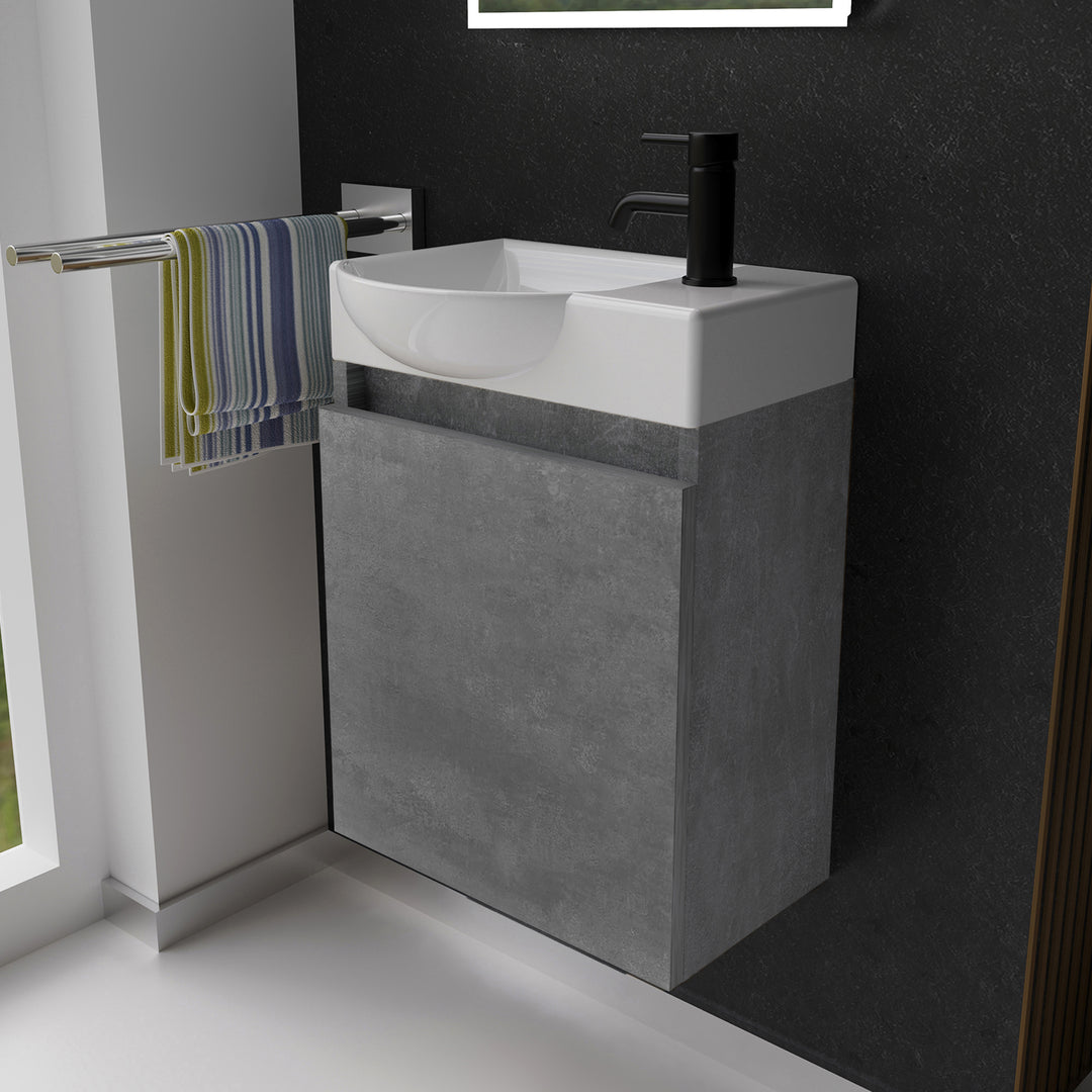 Alpenberger Keramik Waschbecken 340-Lugano-450 + Unterschrank Lugano-450 – Rechts oder Links – Verschiedene Farben