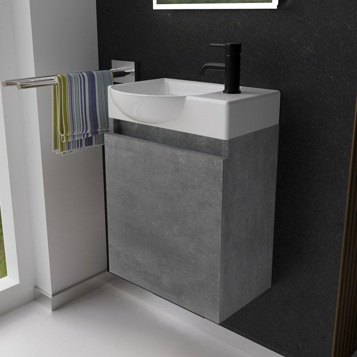 Alpenberger Keramik Waschbecken 340-Lugano-450 + Unterschrank Lugano-450 – Rechts oder Links – Verschiedene Farben