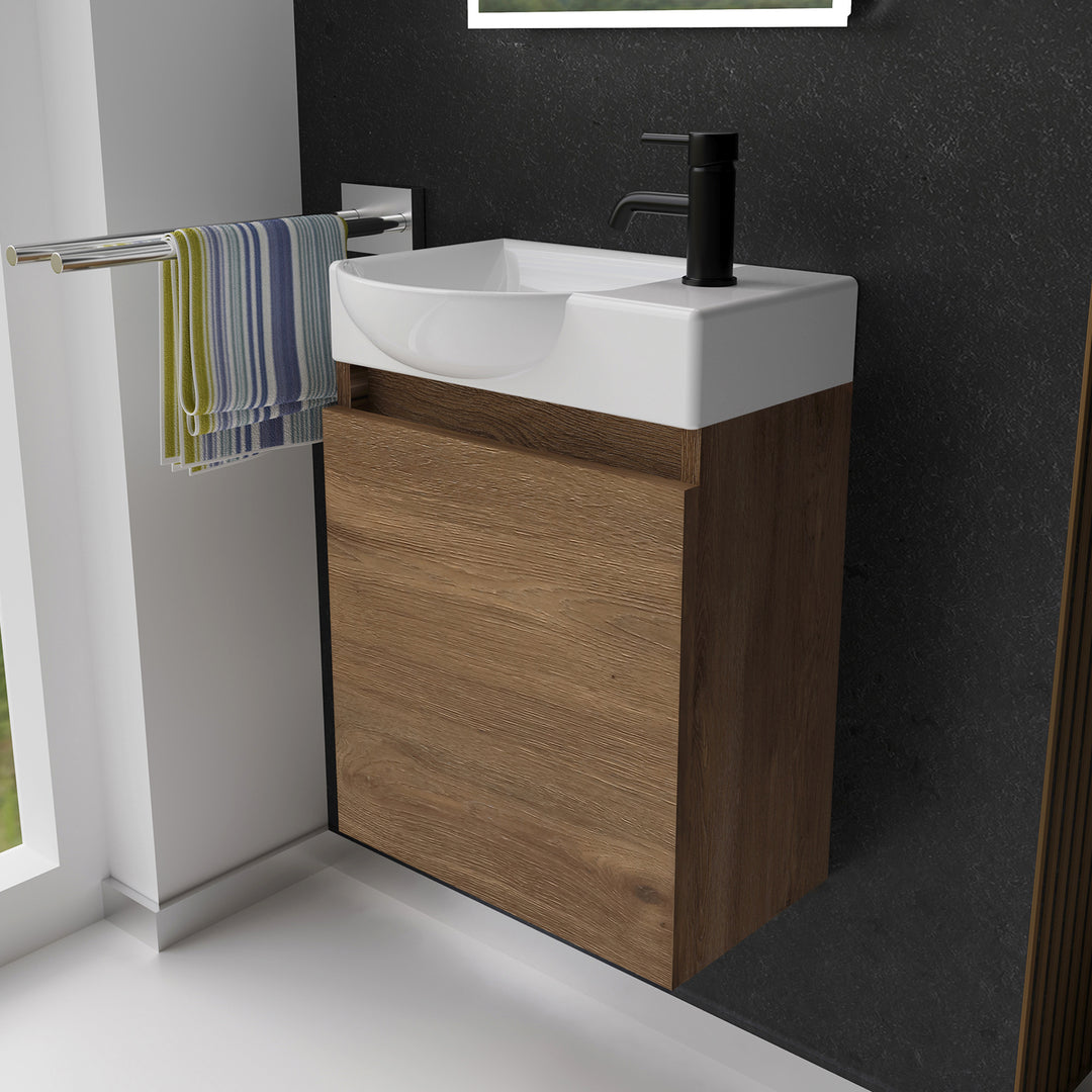 Alpenberger Keramik Waschbecken 340-Lugano-450 + Unterschrank Lugano-450 – Rechts oder Links – Verschiedene Farben