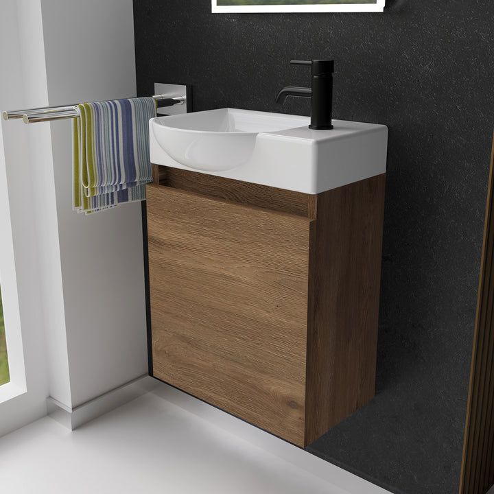 Alpenberger Keramik Waschbecken 340-Lugano-450 + Unterschrank Lugano-450 – Rechts oder Links – Verschiedene Farben