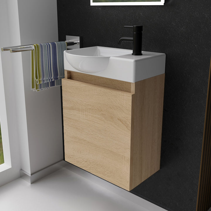 Alpenberger Keramik Waschbecken 340-Lugano-450 + Unterschrank Lugano-450 – Rechts oder Links – Verschiedene Farben