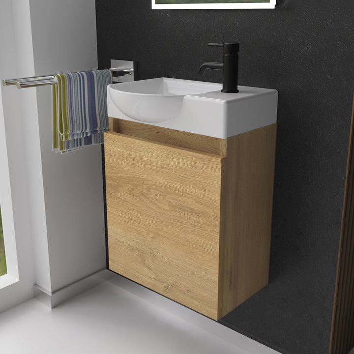Alpenberger Keramik Waschbecken 340-Lugano-450 + Unterschrank Lugano-450 – Rechts oder Links – Verschiedene Farben
