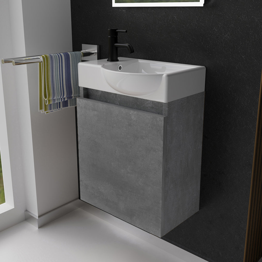 Alpenberger Keramik Waschbecken 340-Lugano-450 + Unterschrank Lugano-450 – Rechts oder Links – Verschiedene Farben
