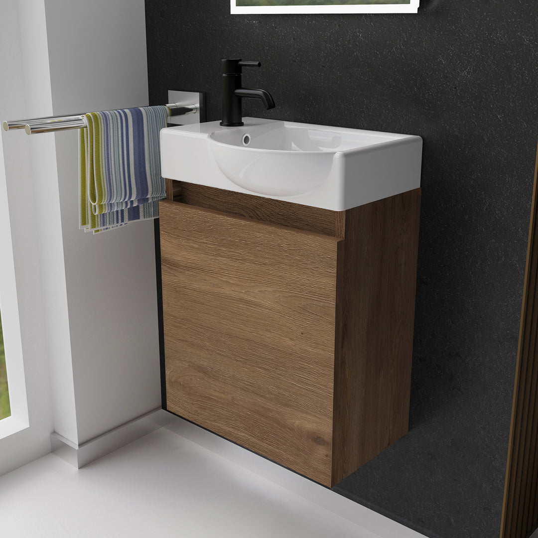 Alpenberger Keramik Waschbecken 340-Lugano-450 + Unterschrank Lugano-450 – Rechts oder Links – Verschiedene Farben