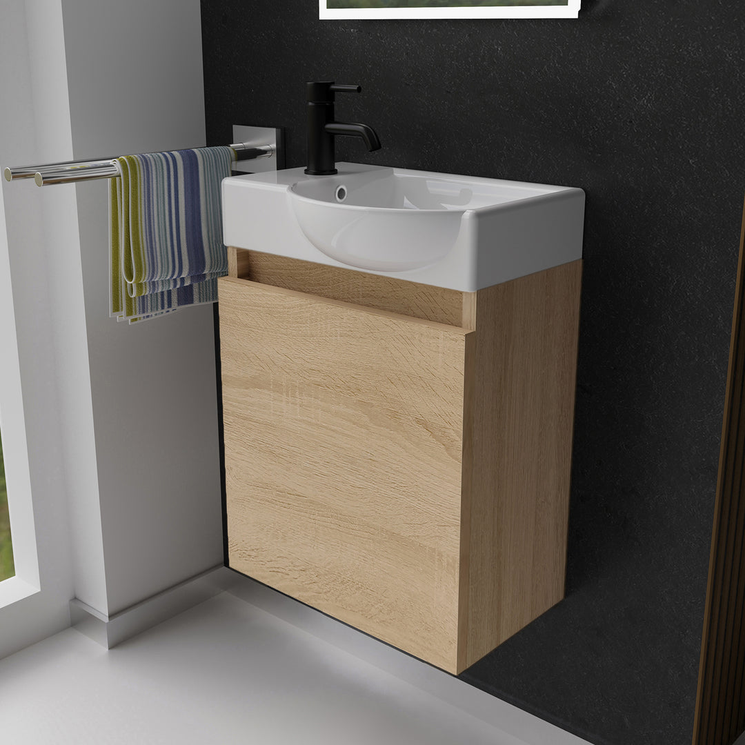 Alpenberger Keramik Waschbecken 340-Lugano-450 + Unterschrank Lugano-450 – Rechts oder Links – Verschiedene Farben