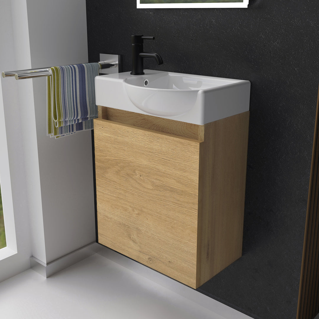 Alpenberger Keramik Waschbecken 340-Lugano-450 + Unterschrank Lugano-450 – Rechts oder Links – Verschiedene Farben