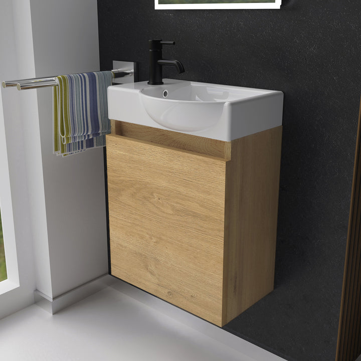 Alpenberger Keramik Waschbecken 340-Lugano-450 + Unterschrank Lugano-450 – Rechts oder Links – Verschiedene Farben