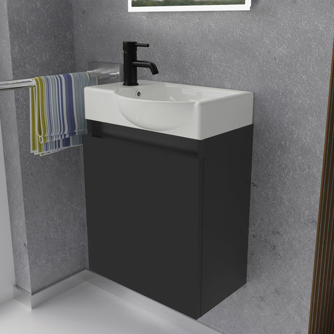 Alpenberger Keramik Waschbecken 340-Lugano-450 + Unterschrank Lugano-450 – Rechts oder Links – Verschiedene Farben