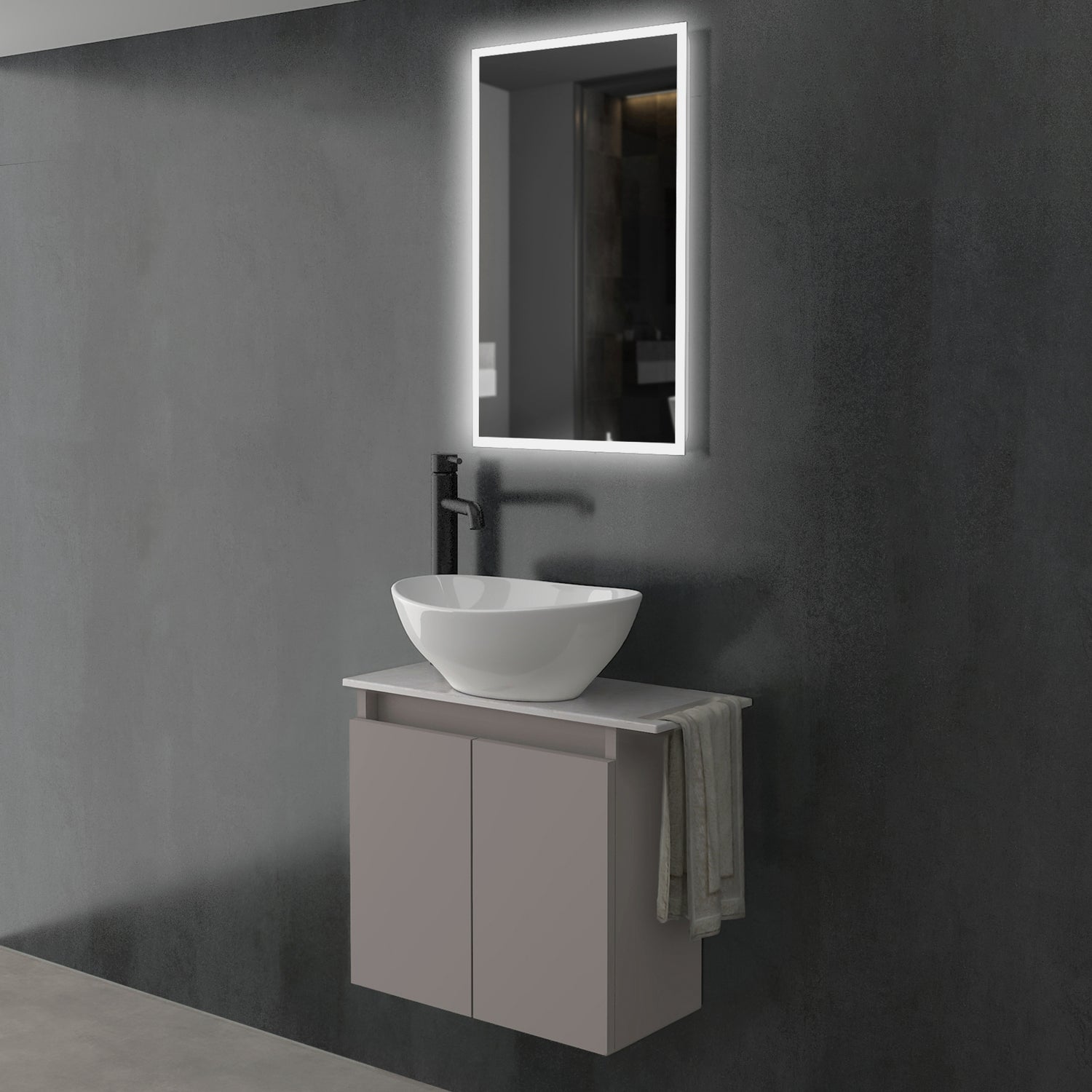 Waschtischunterschrank LUGANO 550 & Keramikplatte