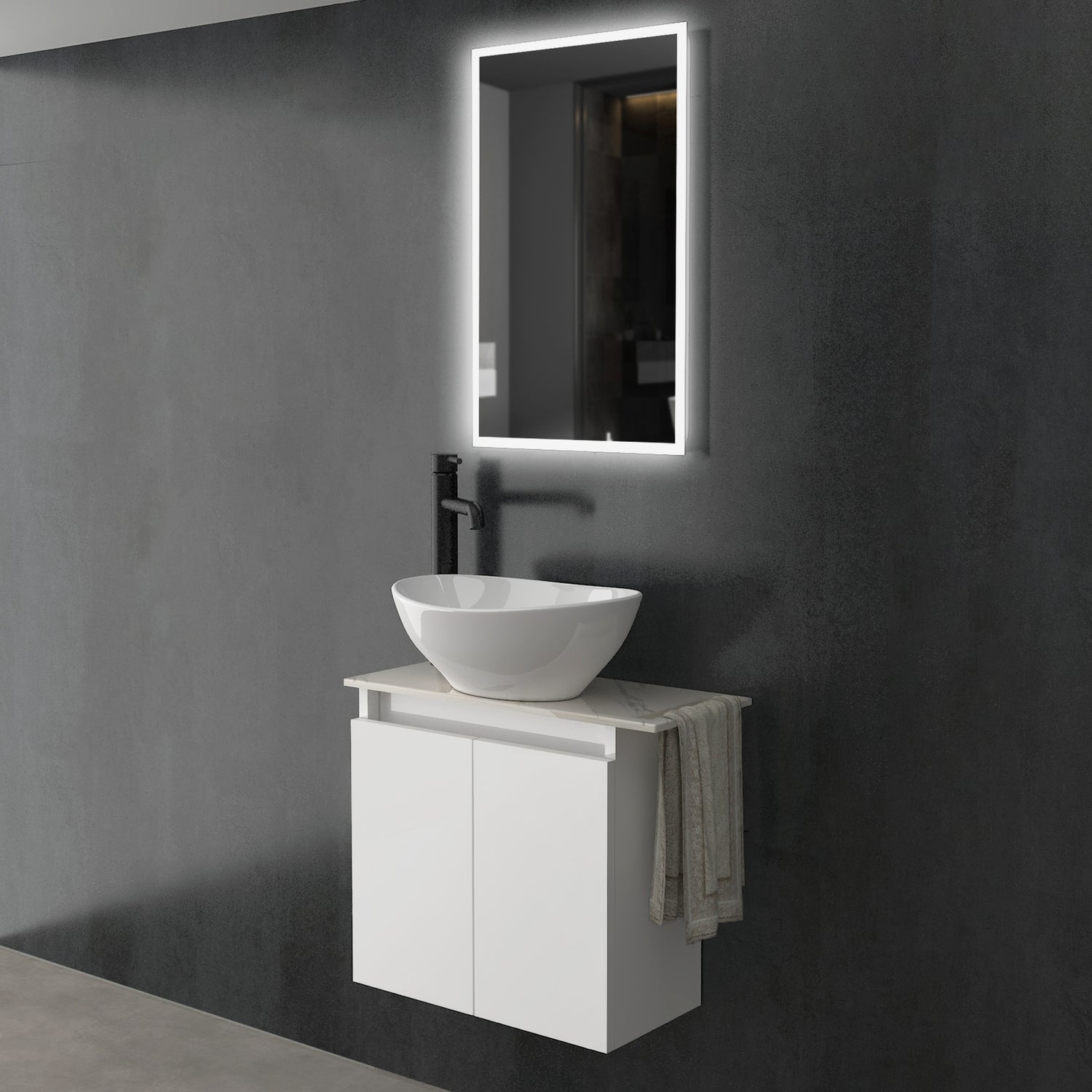 Waschtischunterschrank LUGANO 550 & Keramikplatte