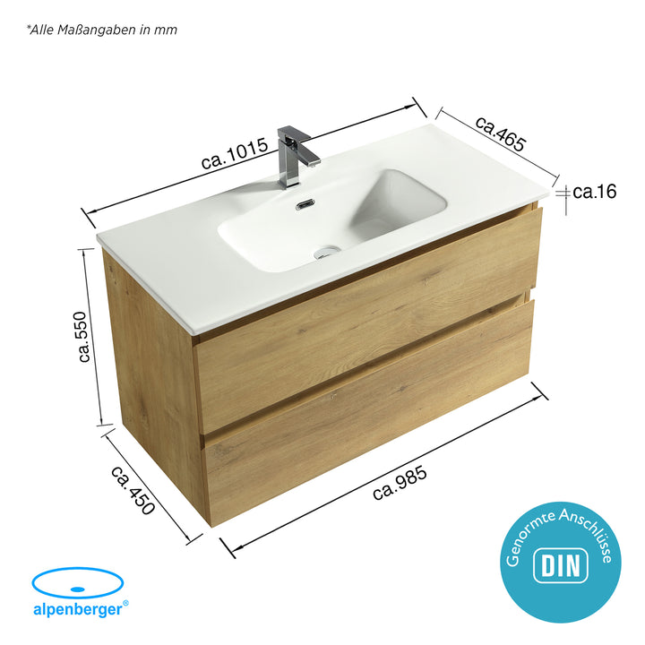 Alpenberger Set Vivento - 100 Unterschrank Eiche Natur