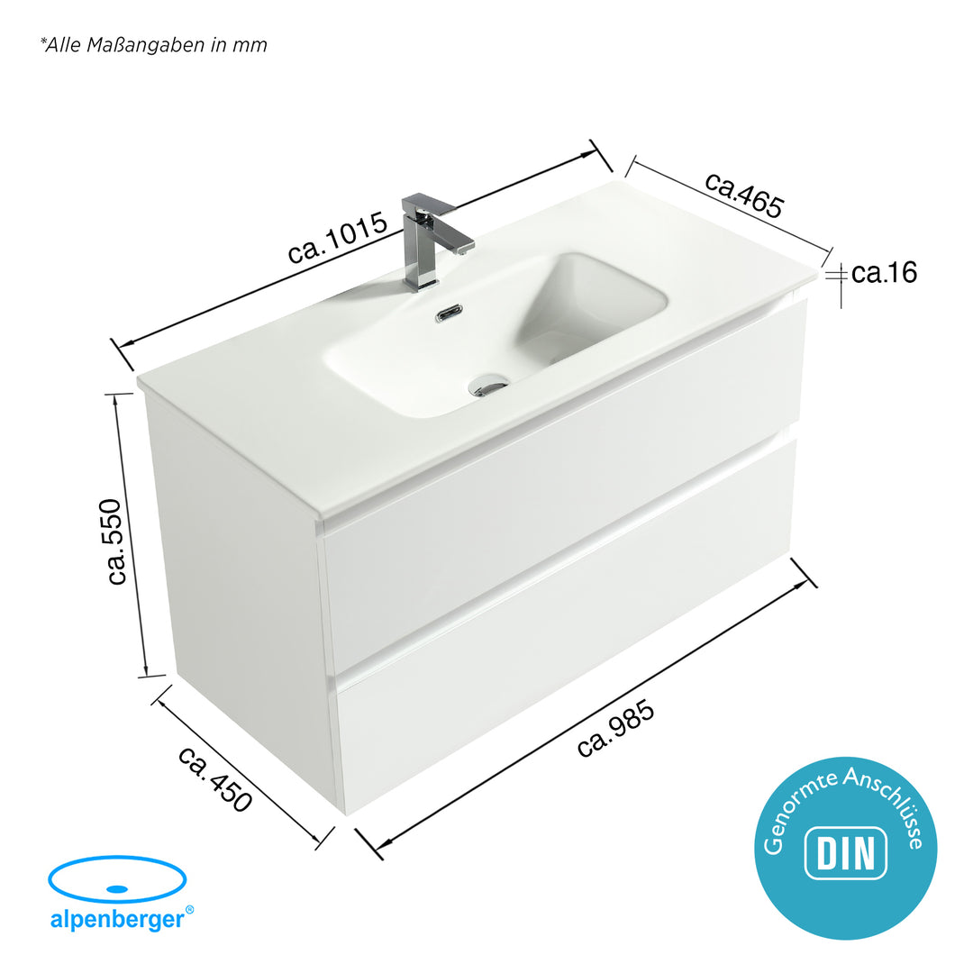 Alpenberger 340 Vivento 80 Unterschrank Weiss glänzend