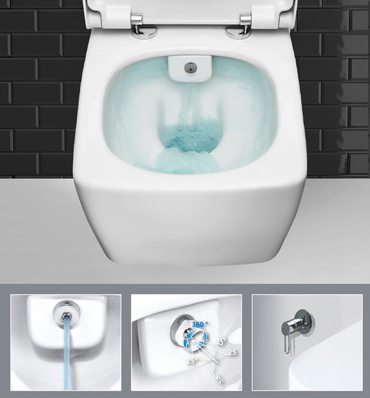 VitrA Metropole Tiefspüler Spülrandloses Keramik Dusch WC | WC Sitz Absenkautomatik | VitrA-Clean Beschichtung