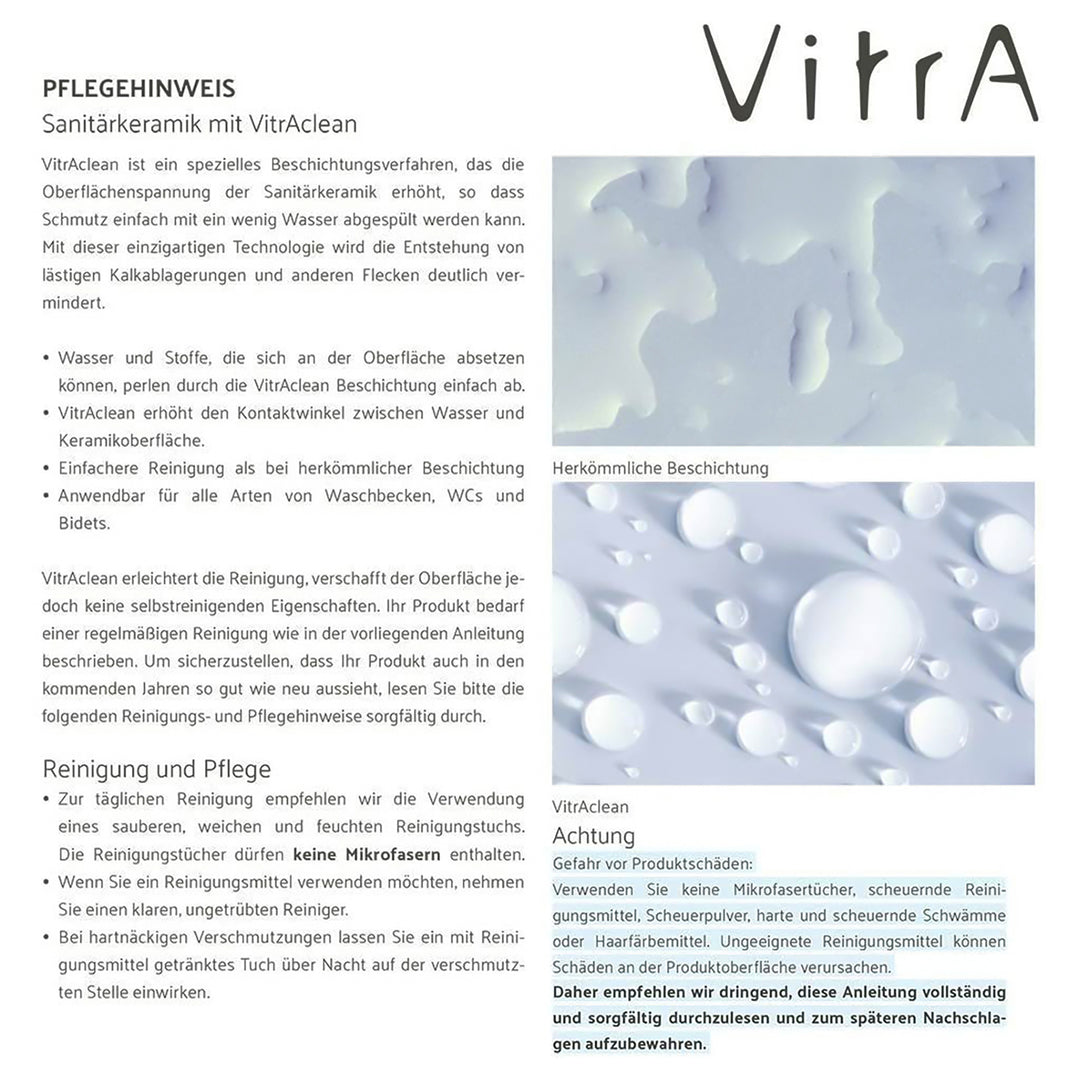 VitrA Metropole Tiefspüler Spülrandloses Keramik Dusch WC | WC Sitz Absenkautomatik | VitrA-Clean Beschichtung