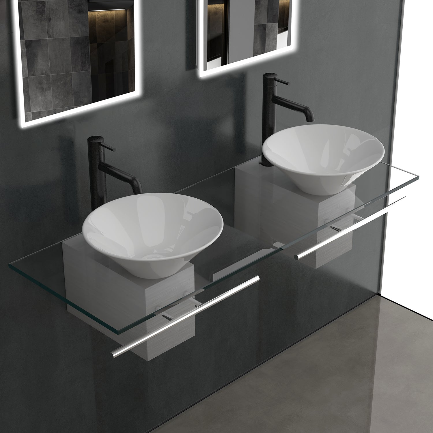 Doppel Aufsatzwaschbecken Set 5266