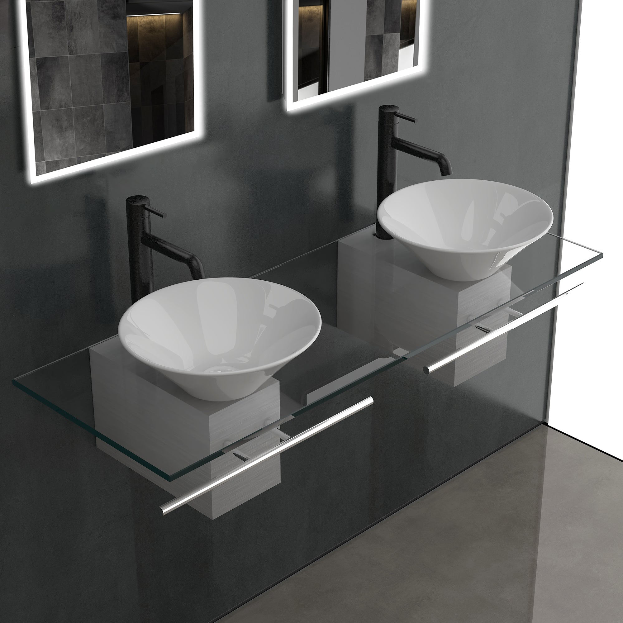 Doppel Aufsatzwaschbecken Set 5266