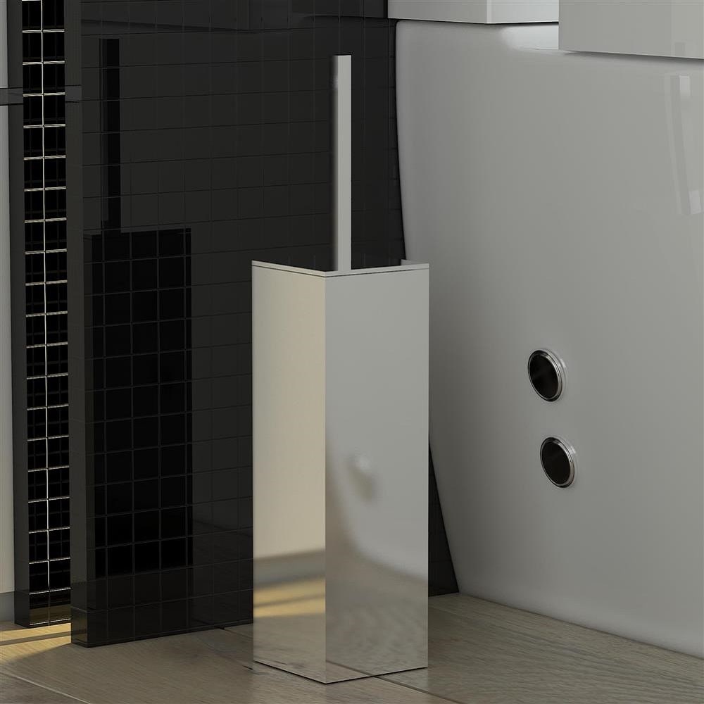 Alpenberger WC Bürstengarnitur aus Messing Verchromt mit Langem Griff