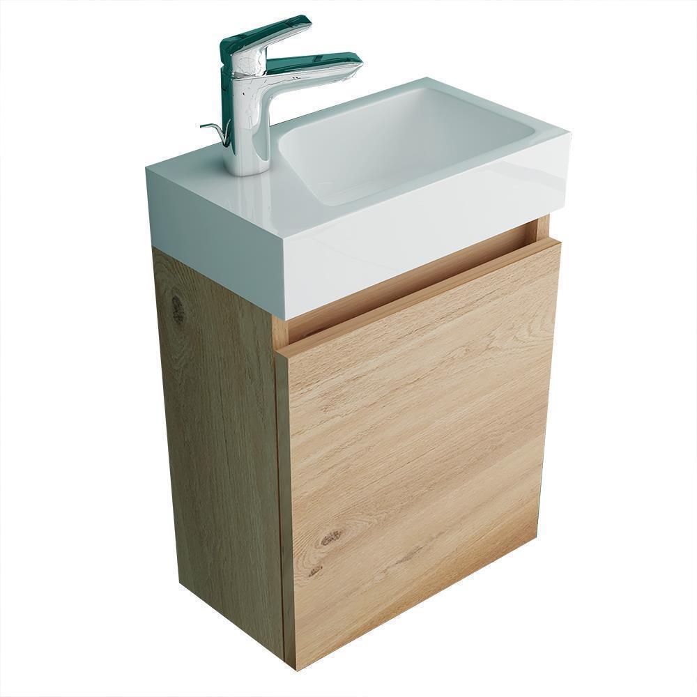 Alpenberger Lugano 400 Badmöbel Set, Mineralguss Waschbecken mit Unterschrank, 40 cm, für Badezimmer