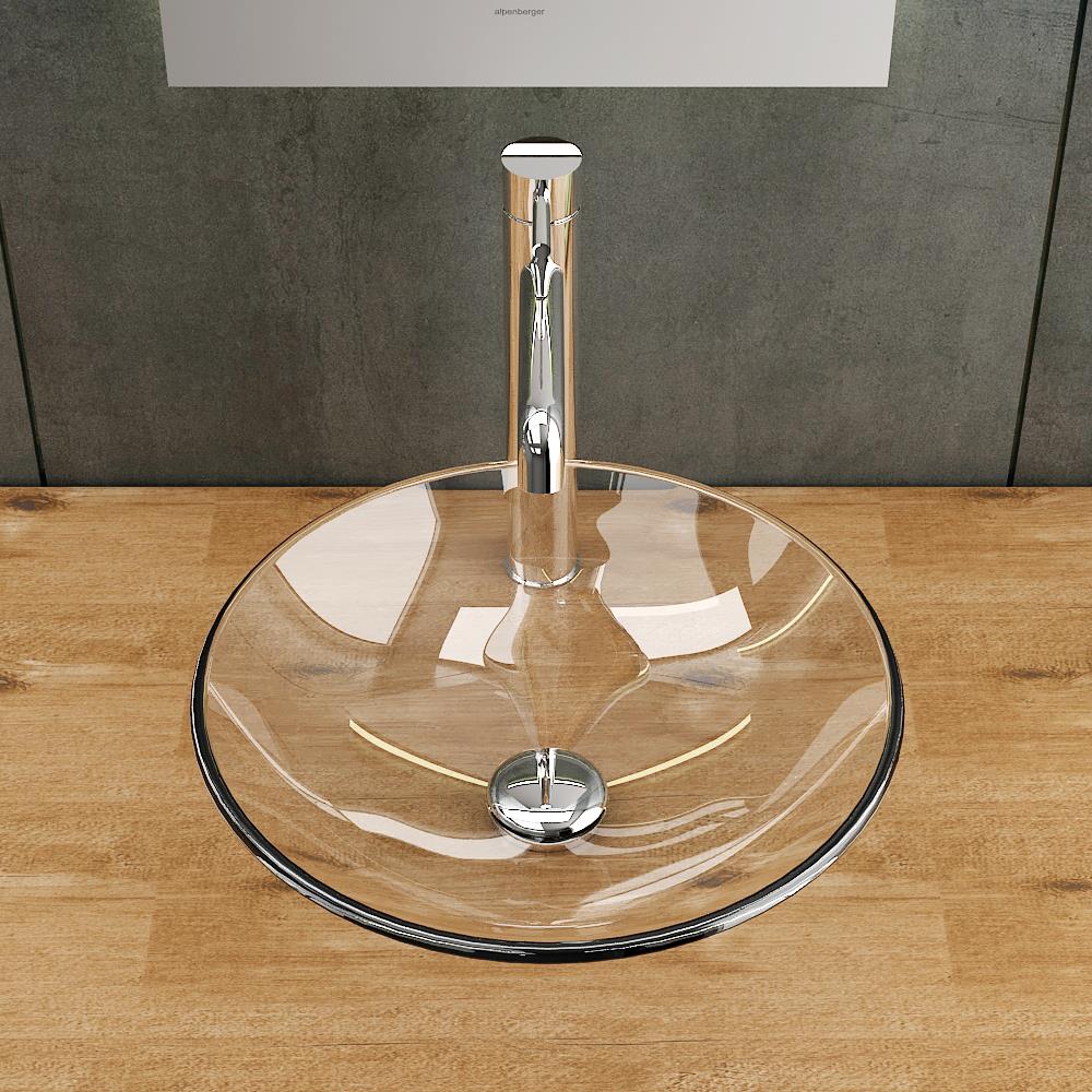 Alpenberger Glasschale Klarglasschale:  Ø 46 cm Klarglas Waschbecken