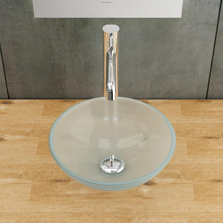 Alpenberger Glasschale Milchglasschale Ø 38cm, Rundes Waschbecken