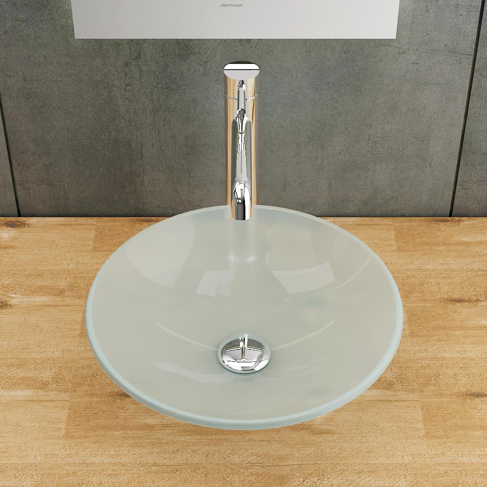 Alpenberger Glasschale Milchglasschale Ø 46 cm, rundes Waschbecken