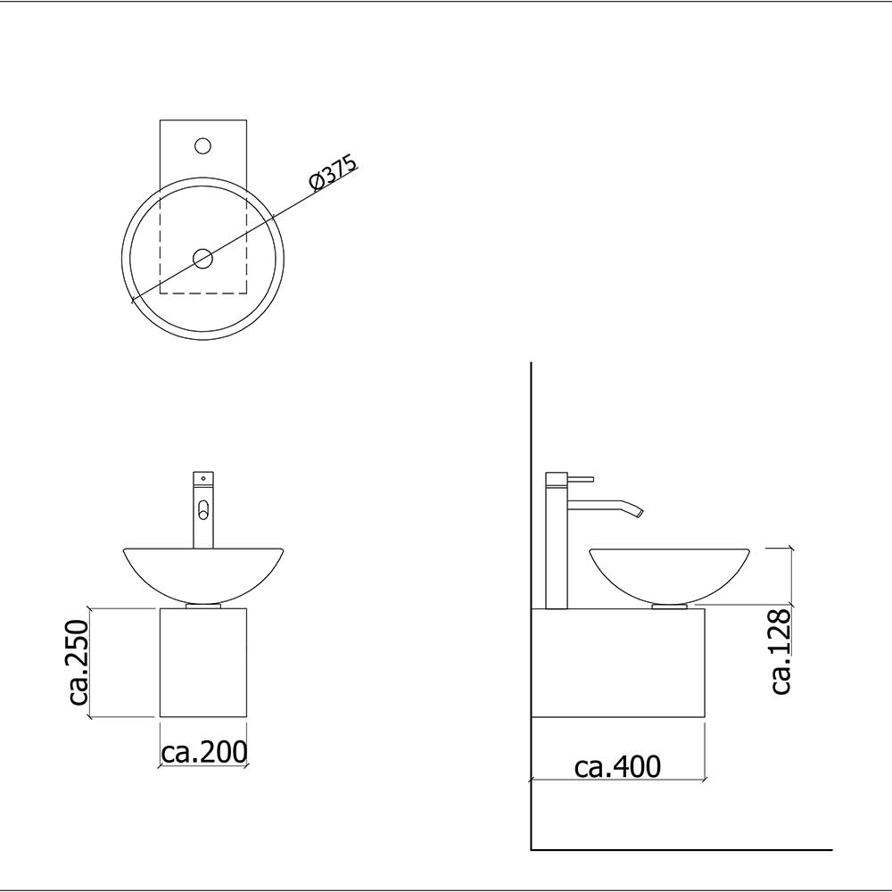 Alpenberger WT-20 Weissglasschale: Waschbecken Weiß auf Edestahlkasten